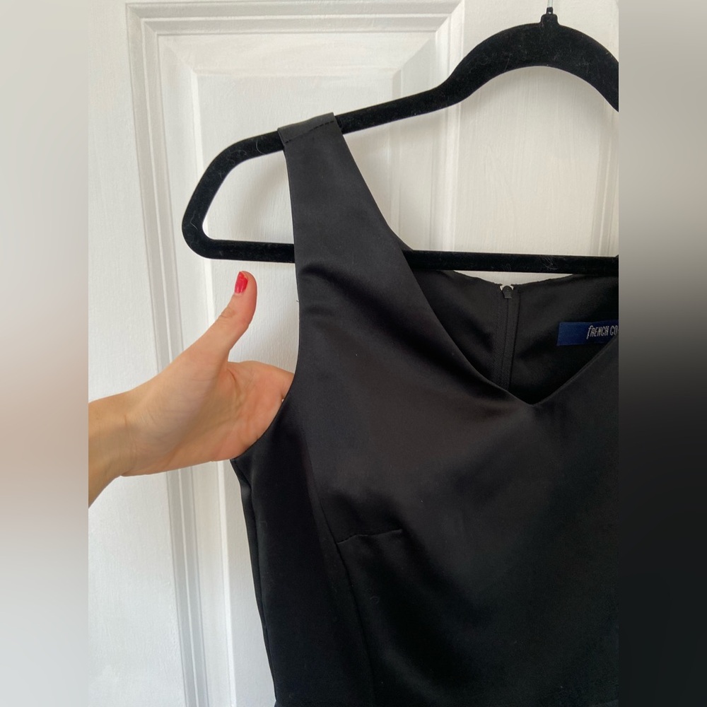 French Connection Classic Satin Black Midi Sleeveless Formal Dress Size 6 - Picture 2 of 8